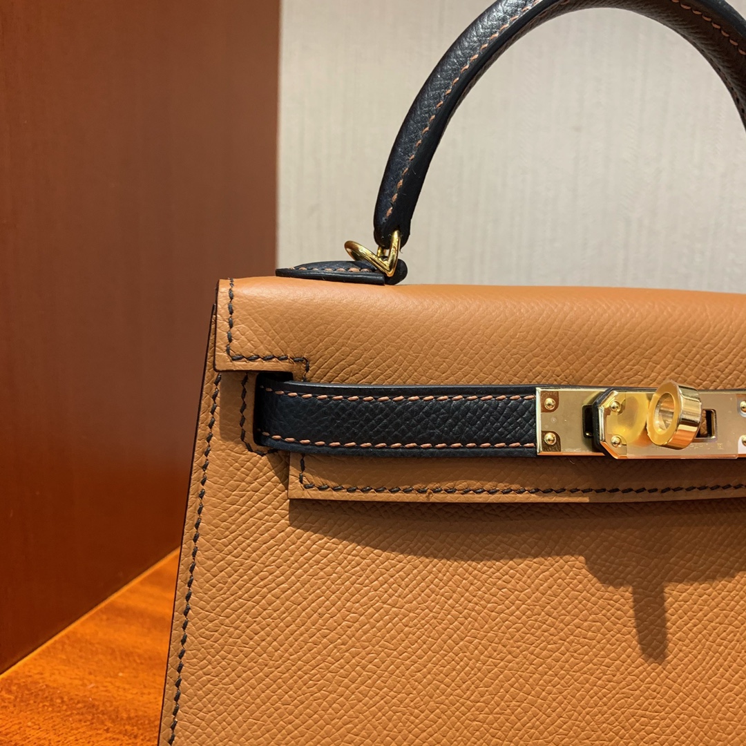 에르메스 미니 켈리백 골드 브라운 블랙 금장 앱송